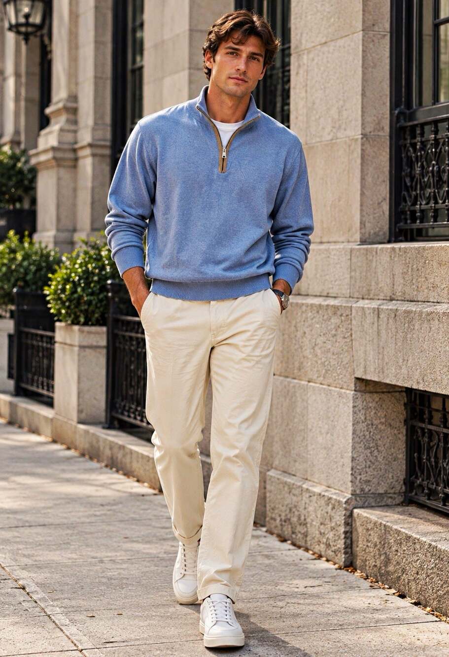 Peter Millar Merino Wool 1/4 Zip Mock Neck Pullover Sweater Blue XL